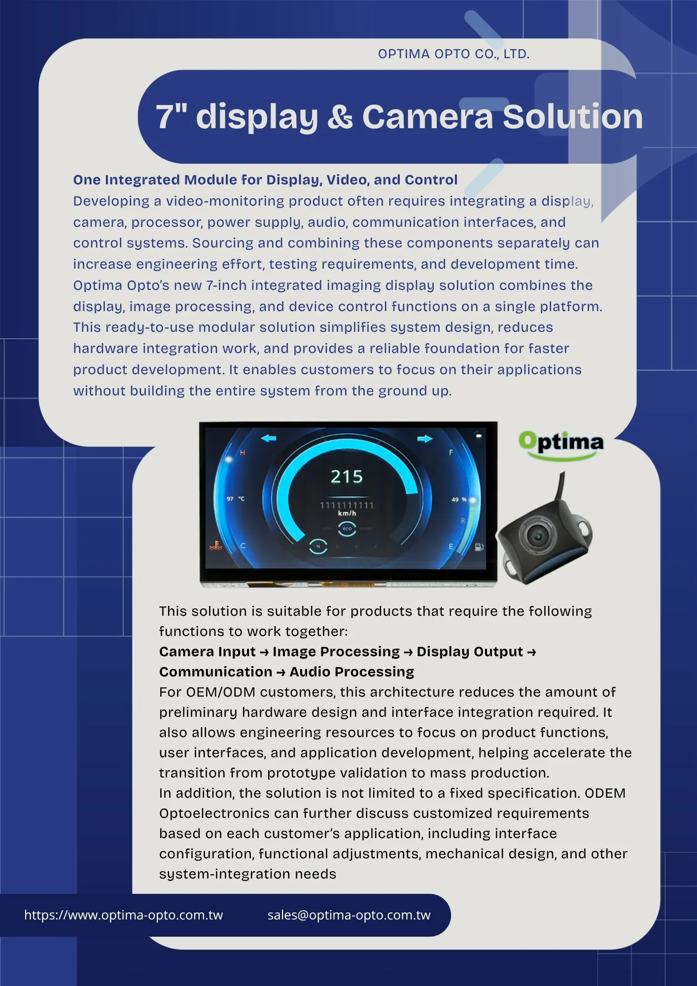 7 inch display and Camera Solution